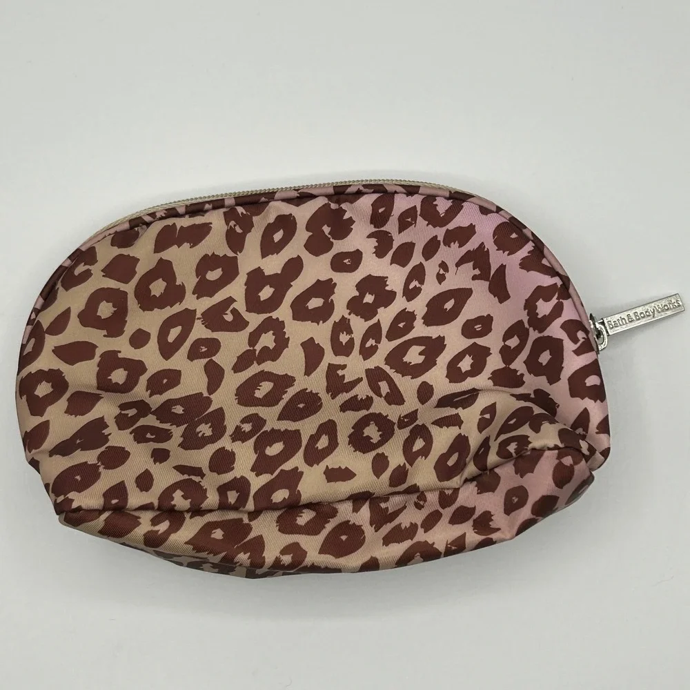 Bath & Body Works Ombre Pink Leopard Print Cosmetic Makeup Bag Travel Accessory